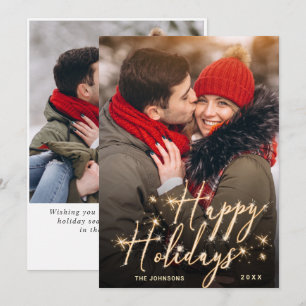 Tarjeta Festiva Modernos Navidades de oro 2 saludo fotográfico