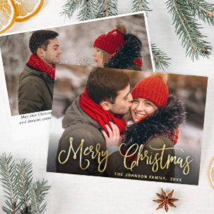 Tarjeta Festiva Modernos Navidades de oro 2 saludo fotográfico