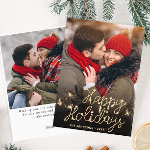 Tarjeta Festiva Modernos Navidades de oro 2 saludo fotográfico