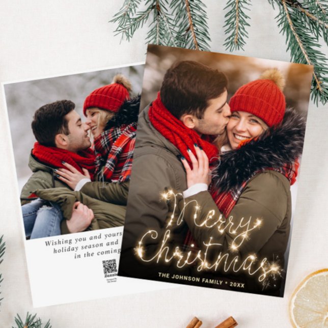 Tarjeta Festiva Modernos Navidades de oro 2 saludo fotográfico (Subido por el creador)