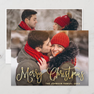 Tarjeta Festiva Modernos Navidades de oro 2 saludo fotográfico