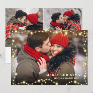 Tarjeta Festiva Modernos Navidades de oro 3 saludo fotográfico