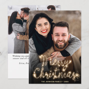 Tarjeta Festiva Modernos Navidades de oro 4 saludo fotográfico