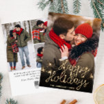 Tarjeta Festiva Modernos Navidades de oro 4 saludo fotográfico<br><div class="desc">Fotos de Navidad de Feliz Feliz Navidad con tarjeta de vacaciones. Sorprende y trae alegría a los cercanos y hace que la celebración sea inolvidable. Para una mayor personalización,  haga clic en el enlace "personalizar adicional" y utilice nuestra herramienta de diseño para modificar esta plantilla.</div>