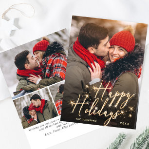 Tarjeta Festiva Modernos Navidades de oro 4 saludo fotográfico