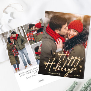 Tarjeta Festiva Modernos Navidades de oro 4 saludo fotográfico