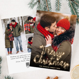 Tarjeta Festiva Modernos Navidades de oro 4 saludo fotográfico
