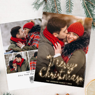 Tarjeta Festiva Modernos Navidades de oro 4 saludo fotográfico