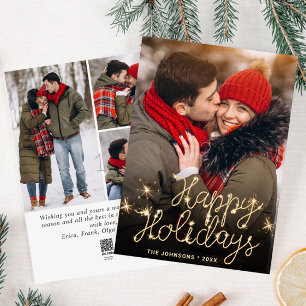 Tarjeta Festiva Modernos Navidades de oro 4 saludo fotográfico