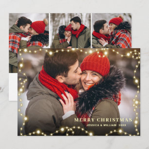 Tarjeta Festiva Modernos Navidades de oro 4 saludo fotográfico