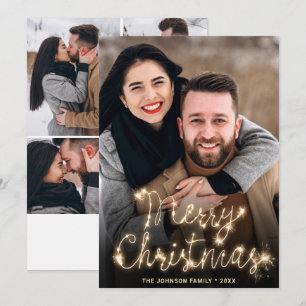 Tarjeta Festiva Modernos Navidades de oro 5 saludo fotográfico