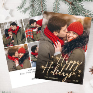 Tarjeta Festiva Modernos Navidades de oro 5 saludo fotográfico