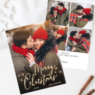 Tarjeta Festiva Modernos Navidades de oro 5 saludo fotográfico