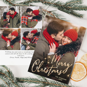 Tarjeta Festiva Modernos Navidades de oro 5 saludo fotográfico
