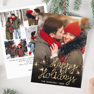 Tarjeta Festiva Modernos Navidades de oro 5 saludo fotográfico