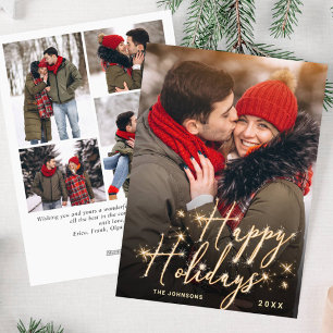 Tarjeta Festiva Modernos Navidades de oro 5 saludo fotográfico