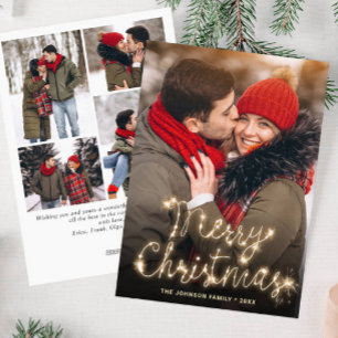 Tarjeta Festiva Modernos Navidades de oro 5 saludo fotográfico