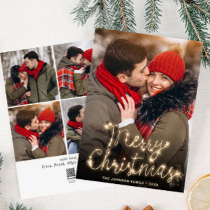 Tarjeta Festiva Modernos Navidades de oro 5 saludo fotográfico