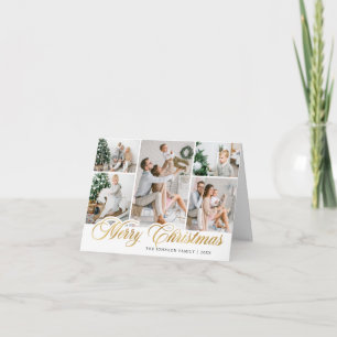 Tarjeta Festiva Modernos Navidades de oro 7 saludo fotográfico
