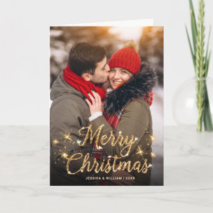 Tarjeta Festiva Modernos Navidades de Oro Un saludo fotográfico