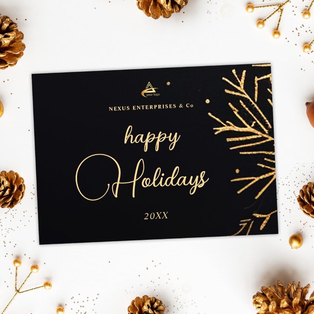 Tarjeta Festiva Modernos Navidades empresariales elegantes (Modern Elegant Corporate Business Christmas Holiday Card)