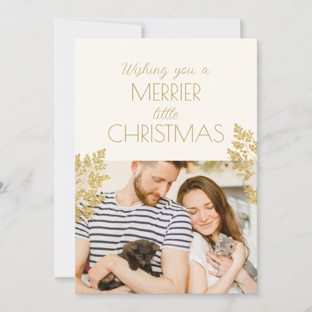 Tarjeta Festiva Modernos Navidades más pequeños y una foto gatitos (Anverso)