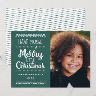 Tarjeta Festiva Modernos Navidades merry pequeños adoran foto verd