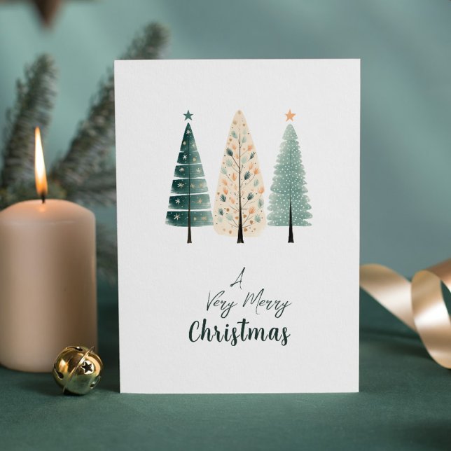Tarjeta Festiva Modernos Navidades Minimalistas elegantes pinos (Subido por el creador)