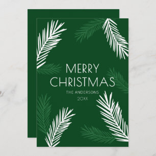Tarjeta Festiva Modernos Navidades Mínimos de Spruce Verde y Blanc