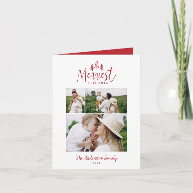 Tarjeta Festiva Modernos Navidades mínimos rústicos rojo multi 1 f (Anverso)