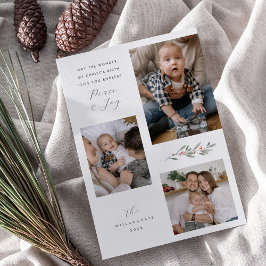 Tarjeta Festiva Modernos Navidades religiosos verdes multifoto