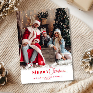 Tarjeta Festiva Modernos Navidades rojos festivos elegante foto fa