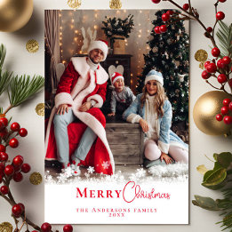 Tarjeta Festiva Modernos Navidades rojos festivos elegante foto fa