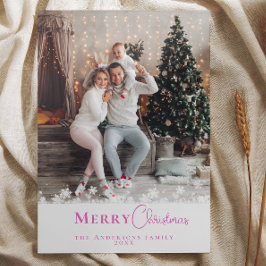 Tarjeta Festiva Modernos Navidades rosados de moda foto copos de n