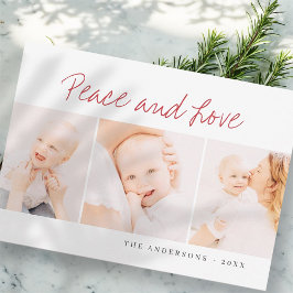 Tarjeta Festiva Modernos Navidades simples saludan tres fotos