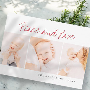 Tarjeta Festiva Modernos Navidades simples saludan tres fotos