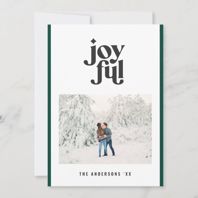 Tarjeta Festiva Modernos y mínimos Navidades de fotos rojas alegre (Anverso)