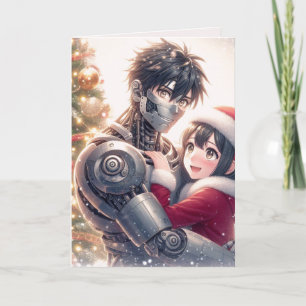 Tarjeta Festiva Moe Chatbot Love Female + Robot Navidades
