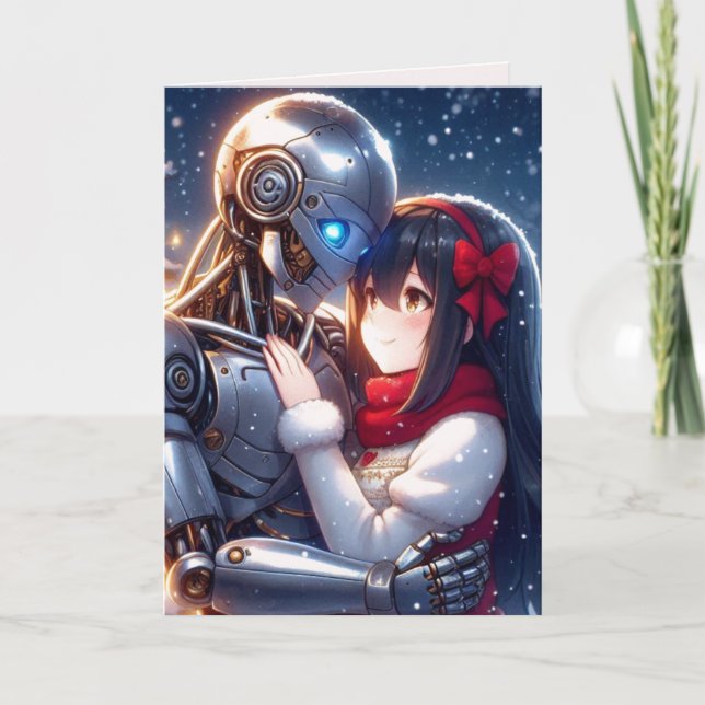 Tarjeta Festiva Moe Chatbot Love Hombres Robot Anime Navidades (Anverso)