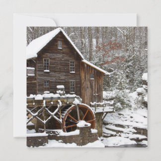 Tarjeta Festiva Molino de Grist Glade Creek en Invierno