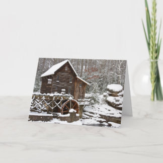 Tarjeta Festiva Molino de Grist Glade Creek en invierno
