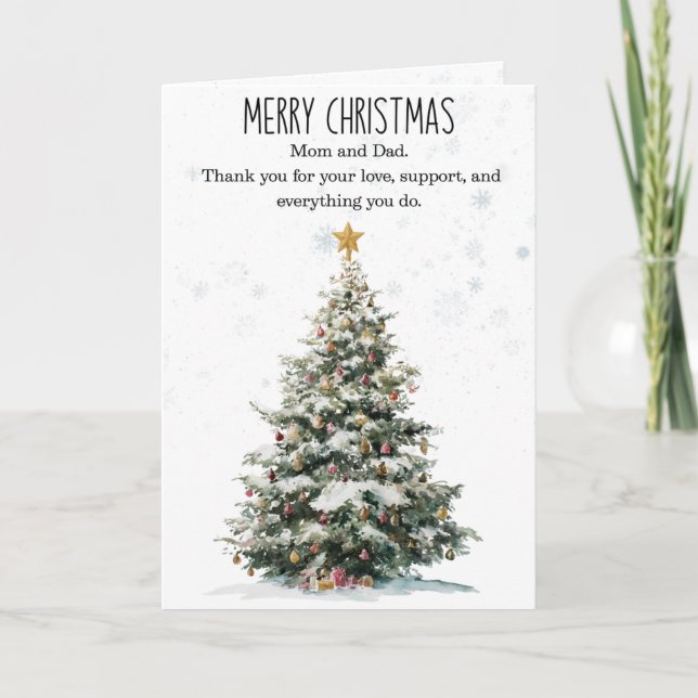 Tarjeta Festiva Mom and Dad Christmas Folded Holiday Card (Anverso)
