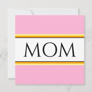 Tarjeta Festiva MOM Bonito de texto Naranja blanco rosado franjas 