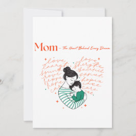 Tarjeta Festiva Mom Heart Love Typography Motherhood Art