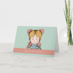 Tarjeta Festiva Momentos Acogedores: Una Chica y su Cacao
