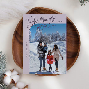 Tarjeta Festiva Momentos alegres juntos, foto de Navidades morados