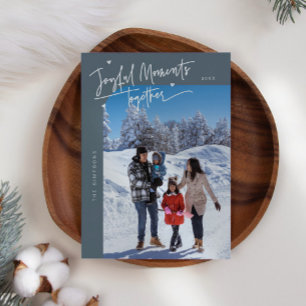 Tarjeta Festiva Momentos alegres juntos Navidades azules de pizarr