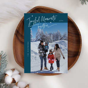 Tarjeta Festiva Momentos alegres juntos Navidades Verde azulados f