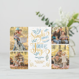 Tarjeta Festiva Momentos sencillos traen una gran foto de oro azul