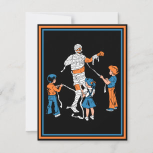 Tarjeta Festiva Momia de terror con niños
